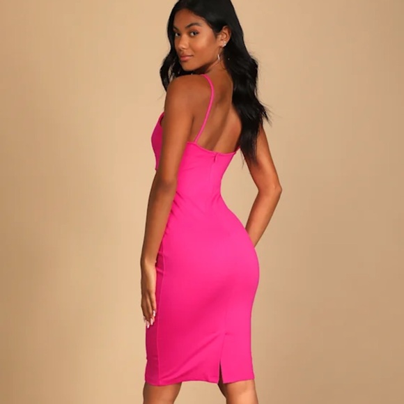 Lulu's Vibrant Pink Midi Dress - Picture 3 of 4